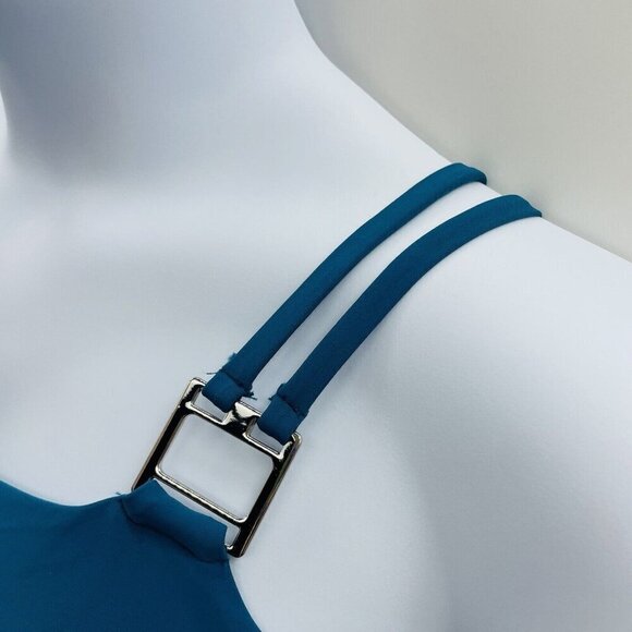 Aqua Green Womens Large UPF 50 Double Strap Asymmetrical One Piece Swimsuit 1977 - Picture 6 of 9